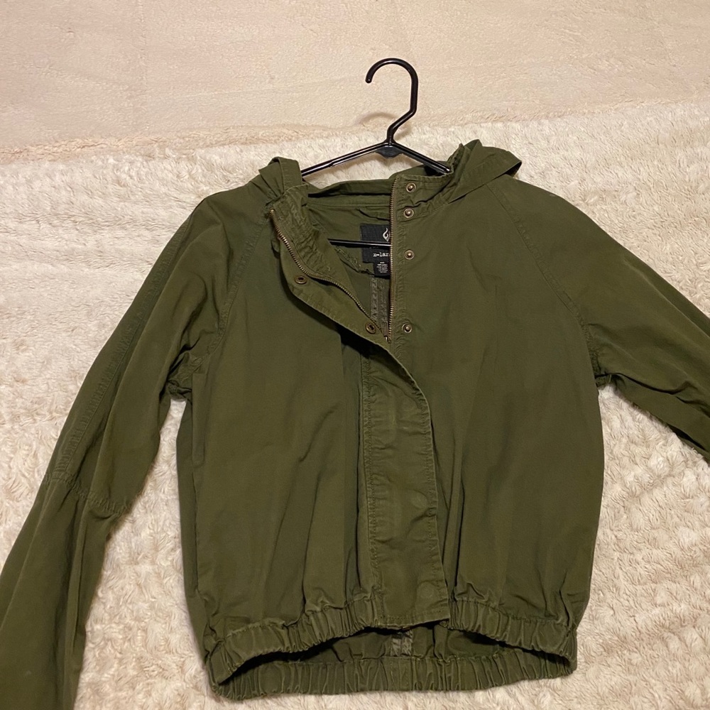 green cropped trench coat